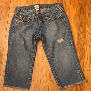 True Religion Distressed Long Shorts SZ 26
